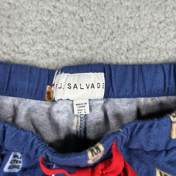 PJ Salvage Flannel Pajama Set Love Leo Rescue Dogs Woman’s Large Dark Denim NWT - Picture 7 of 9